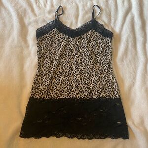 Leopard Print Lace Trim Cami